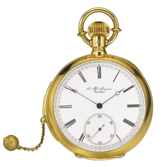 A yellow gold open-faced minute repeating watch Circa 1895