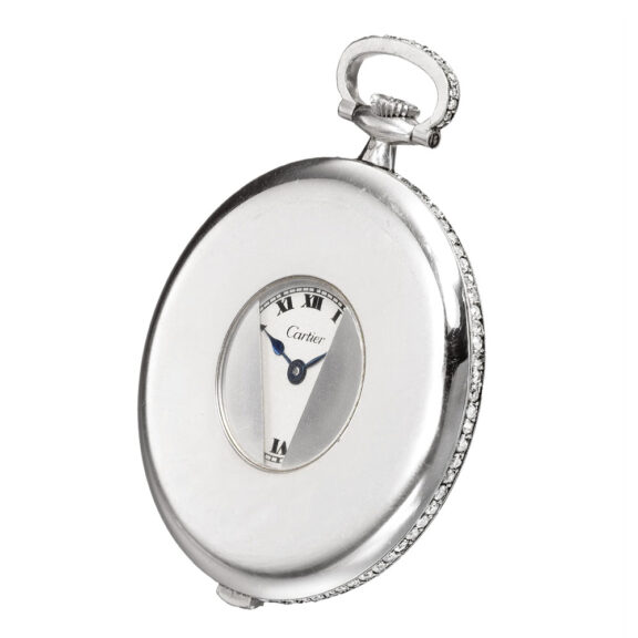 Swiss platinum diamond set watch with guillotine dial Circa 1920