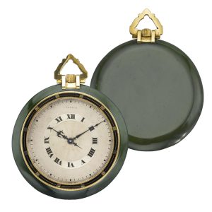 A Swiss gold, nephrite and enamel open faced watch Circa 1925
