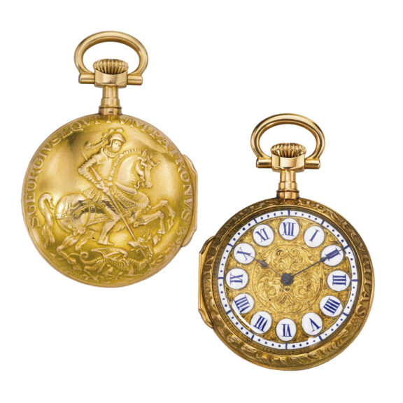 A Swiss gold watch in an 18th century style case Circa 1889 A Swiss gold watch in an 18th century style case Circa 1889