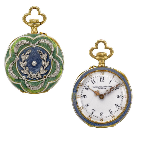 A Swiss lady's gold and enamel diamond-set watch Circa 1909 A Swiss lady's gold and enamel diamond-set watch Circa 1909