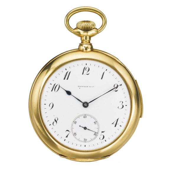 A gold Swiss open faced five minute repeating watch Circa 1898
