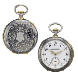 A rare Swiss silver and niello minute repeating watch Circa 1910 A rare Swiss silver and niello minute repeating watch Circa 1910