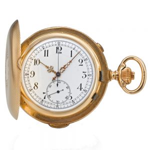 A gold Swiss chronograph minute repeating watch Circa 1896