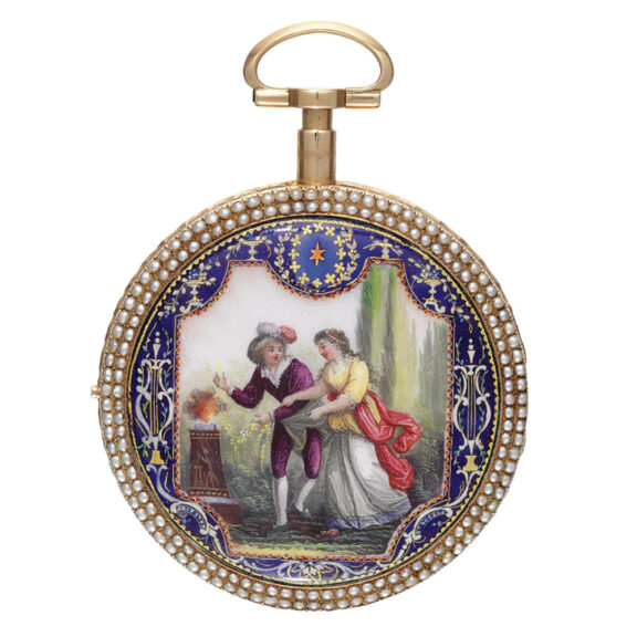 A Swiss gold, enamel and pearl-set quarter repeater Circa 1815
