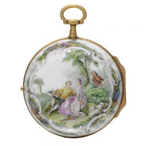 A rare French gold and porcelain verge pocket watch Circa 1770