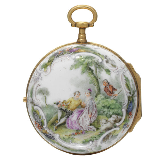 A rare French gold and porcelain verge pocket watch Circa 1770