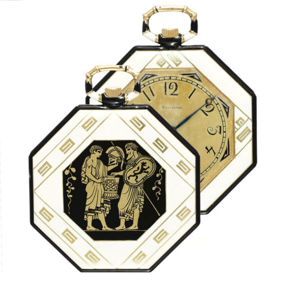 A Swiss gold and enamel art deco octagonal watch Circa 1925