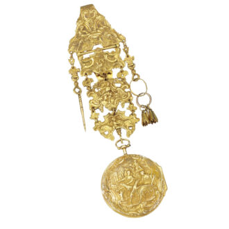 A yellow gold Dutch repoussé watch with chatelaine Circa 1758