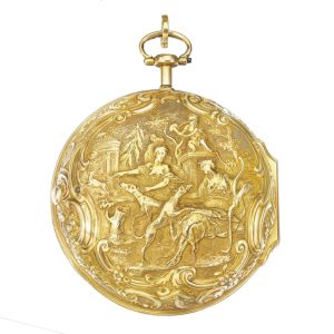 A yellow gold Dutch repoussé watch with chatelaine Circa 1758