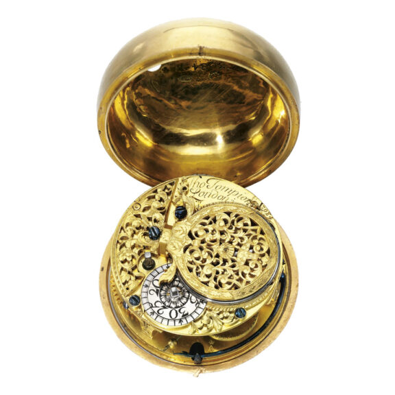 A yellow gold English pair cased repoussé verge watch Circa 1700