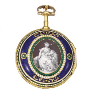 English gold and enamel verge watch with chatelaine Circa 1784