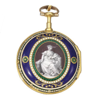 English gold and enamel verge watch with chatelaine Circa 1784