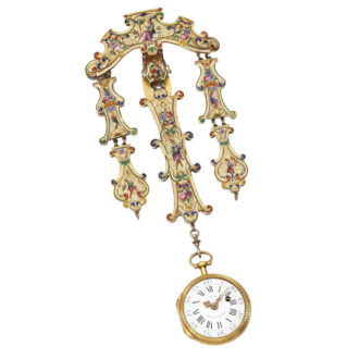 French gold enamel watch with associated chatelaine Circa 1750
