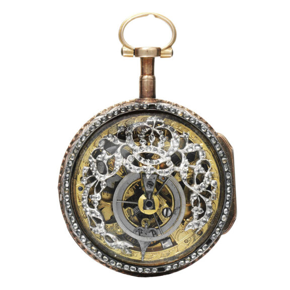 Gold French diamond set skeleton verge watch Circa 1780 Gold French diamond set skeleton verge watch Circa 1780