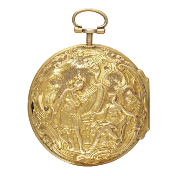 An English gold pair cased repoussé verge watch Circa 1763