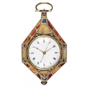 Exceptional English gold octagonal watch with pearls Circa 1800