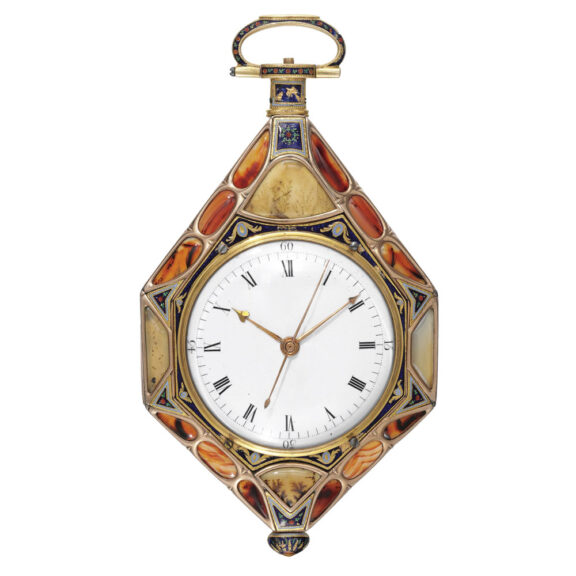 Exceptional English gold octagonal watch with pearls Circa 1800