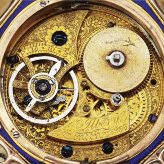 Exceptional English gold octagonal watch with pearls Circa 1800