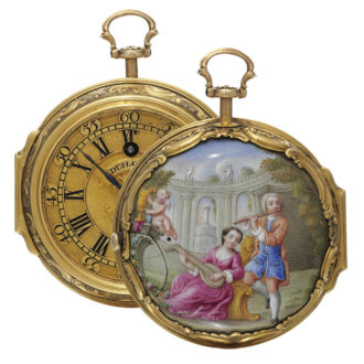 An English gold, enamel and repoussé verge watch Circa 1745
