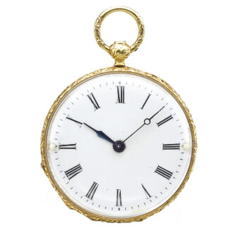 A fine yellow gold Swiss enamel open-faced watch Circa 1820