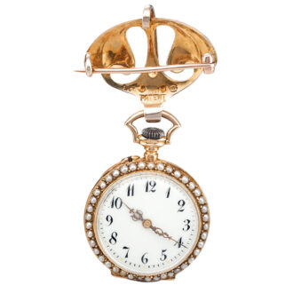 A gold Swiss pearl and gem-set open-faced watch Circa 1880
