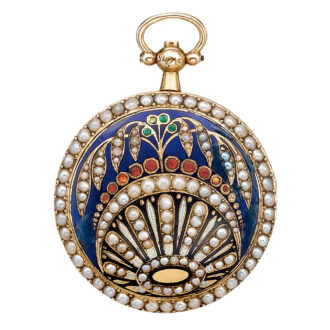 A fine gold French enamel and pearl-set watch Circa 1820