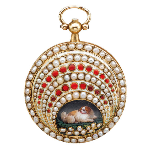 A fine gold French enamel and pearl-set watch Circa 1820