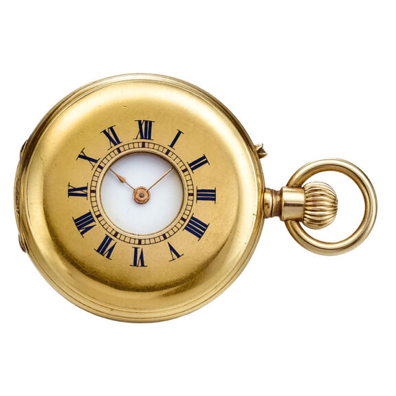 A gold Swiss half hunting-cased keyless fob watch Circa 1900