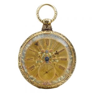 A decorative English yellow gold open-faced watch Circa 1880
