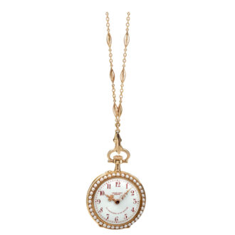 A yellow gold Swiss pearl-set keyless lever watch Circa 1900