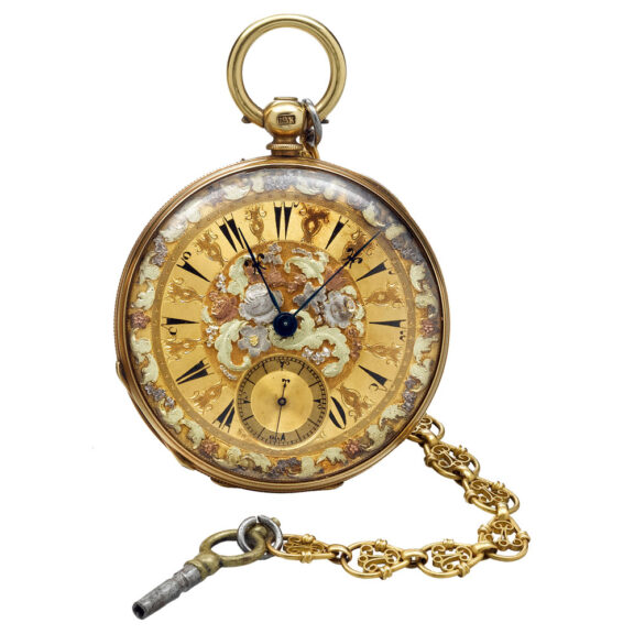 A gold Swiss watch made for the turkish market Circa 1850 A gold Swiss watch made for the turkish market Circa 1850