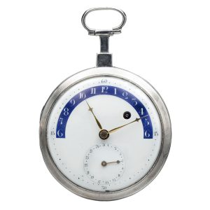 A rare Swiss silver retrograde hour watch with date Circa 1800