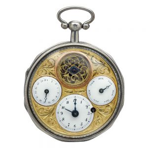A rare and unusual Swiss silver calendar watch Circa 1800