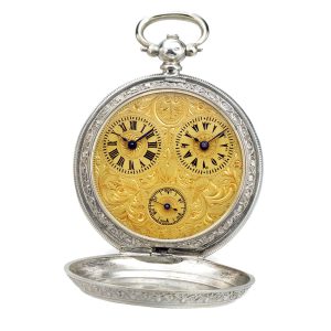 An unusual Swiss dual time hunting-cased watch Circa 1880