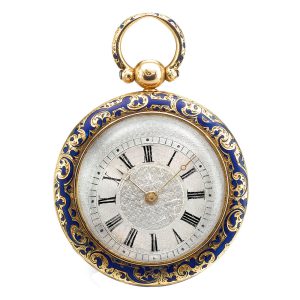 A yellow gold and enamel French open faced watch Circa 1850