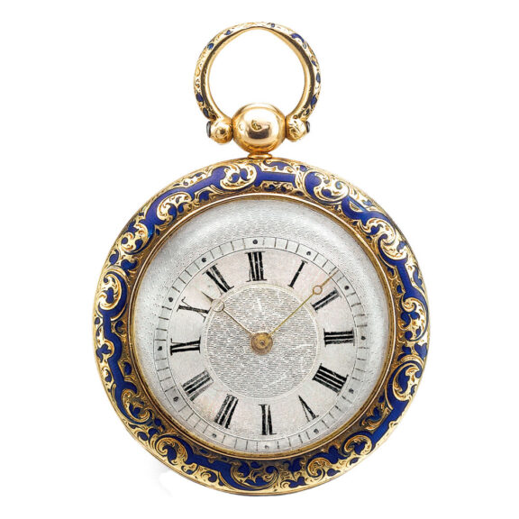 A yellow gold and enamel French open faced watch Circa 1850