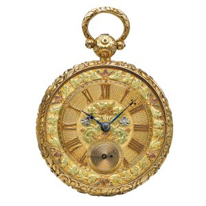 An English 18 carat yellow gold open-faced watch Circa 1850