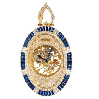 A gold Swiss diamond and sapphire set dress watch Circa 1980