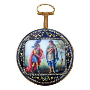 A Swiss enamel and paste-set hunting-cased watch Circa 1800