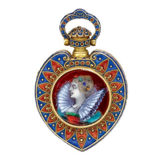 A gold Swiss enamel heart form keyless watch Circa 1900