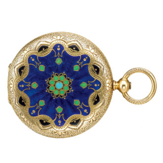 A yellow gold Swiss enamel hunting-cased watch Circa 1850