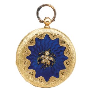 Swiss gold, enamel and diamond set pocket watch Circa 1880
