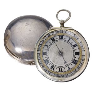 A rare and early English silver pair case date watch Circa 1660