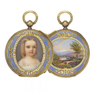 An yellow gold Swiss enamel quarter repeating watch Circa 1840