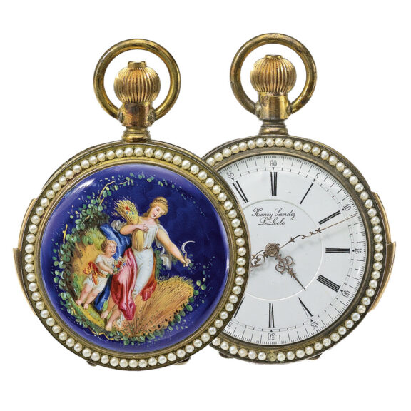 Swiss enamel pearl set minute repeating chronograph Circa 1880