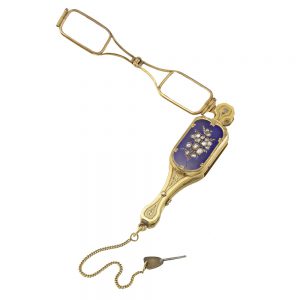 Gold Swiss enamel and diamond-set lorgnette watch Circa 1850