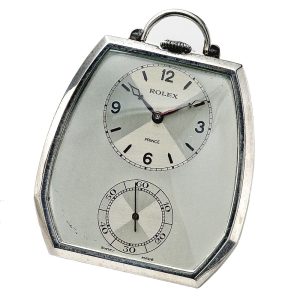 A white gold Swiss hexagonal keyless lever watch Circa 1940