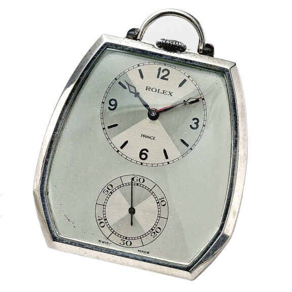 A white gold Swiss hexagonal keyless lever watch Circa 1940