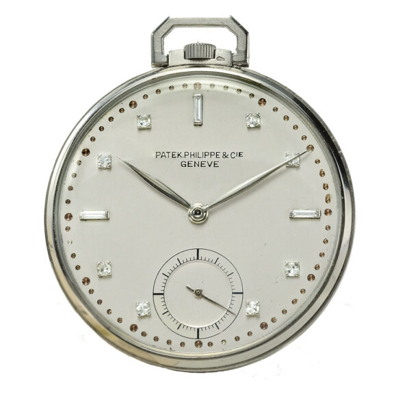 A platinum Swiss open-faced diamond-set watch Circa 1947